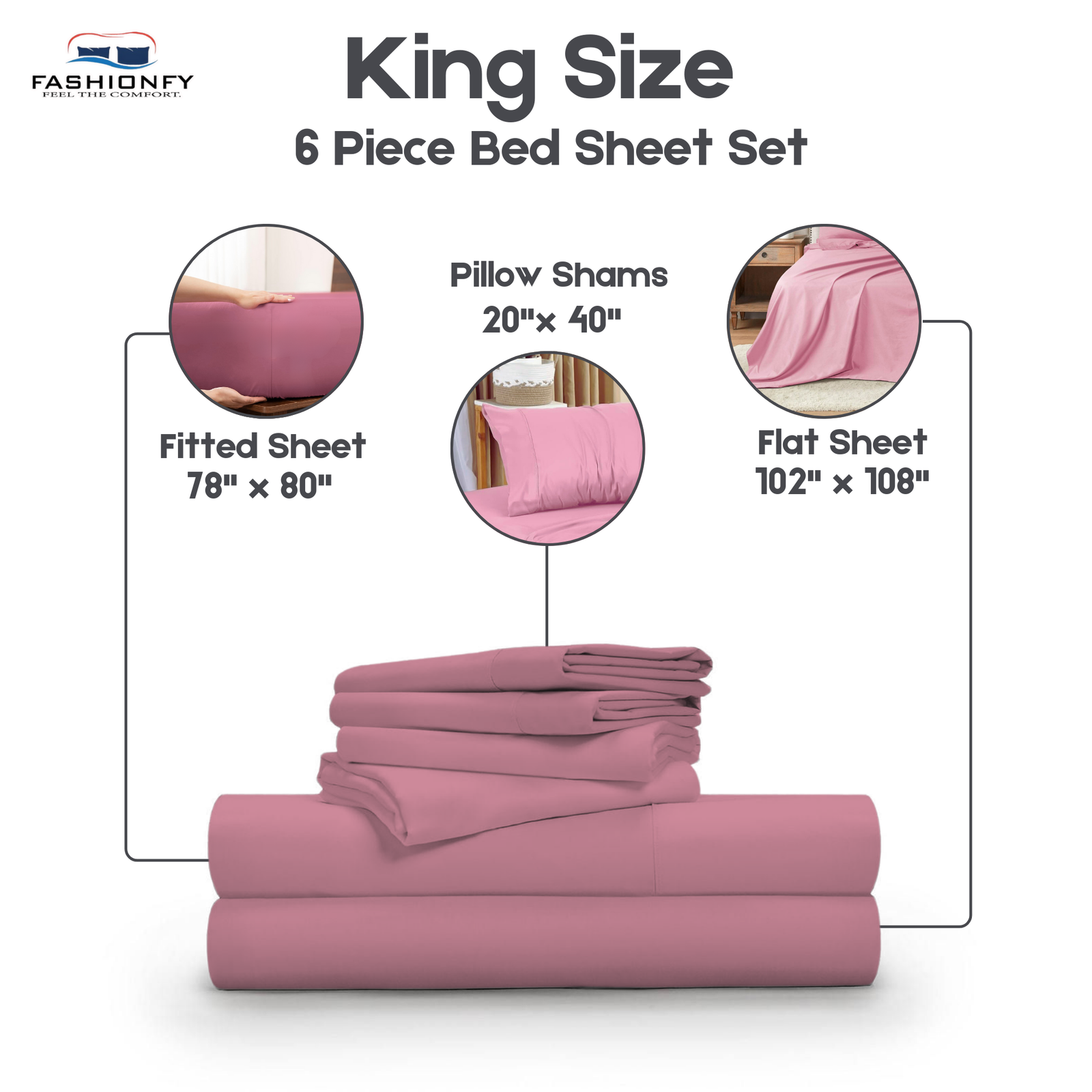 Premium Quality 6 Piece Bed Sheet Set for Bedrooms & Dorm Decor - Image 52