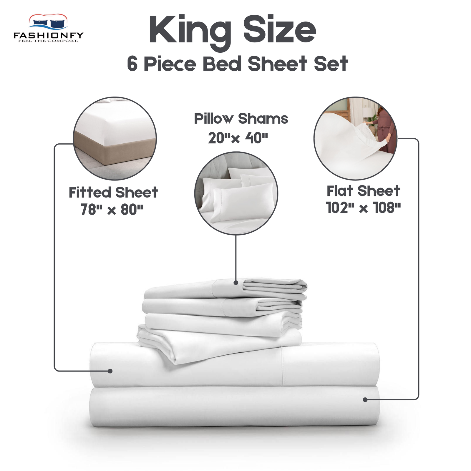 Premium Quality 6 Piece Bed Sheet Set for Bedrooms & Dorm Decor - Image 55