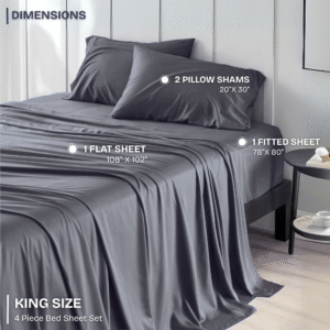 FASHIONFY Luxury 4 Piece Bed Sheet Set with 1 Flat Sheet, 1 Fitted Sheet & 2 Pillowcases - Image 48