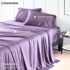 FASHIONFY Luxury 4 Piece Bed Sheet Set with 1 Flat Sheet, 1 Fitted Sheet & 2 Pillowcases - Image 49