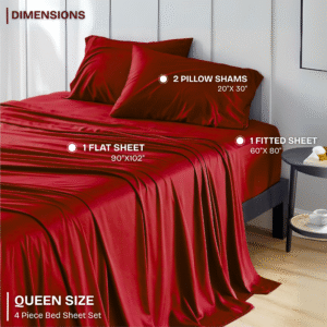 FASHIONFY Luxury 4 Piece Bed Sheet Set with 1 Flat Sheet, 1 Fitted Sheet & 2 Pillowcases - Image 41