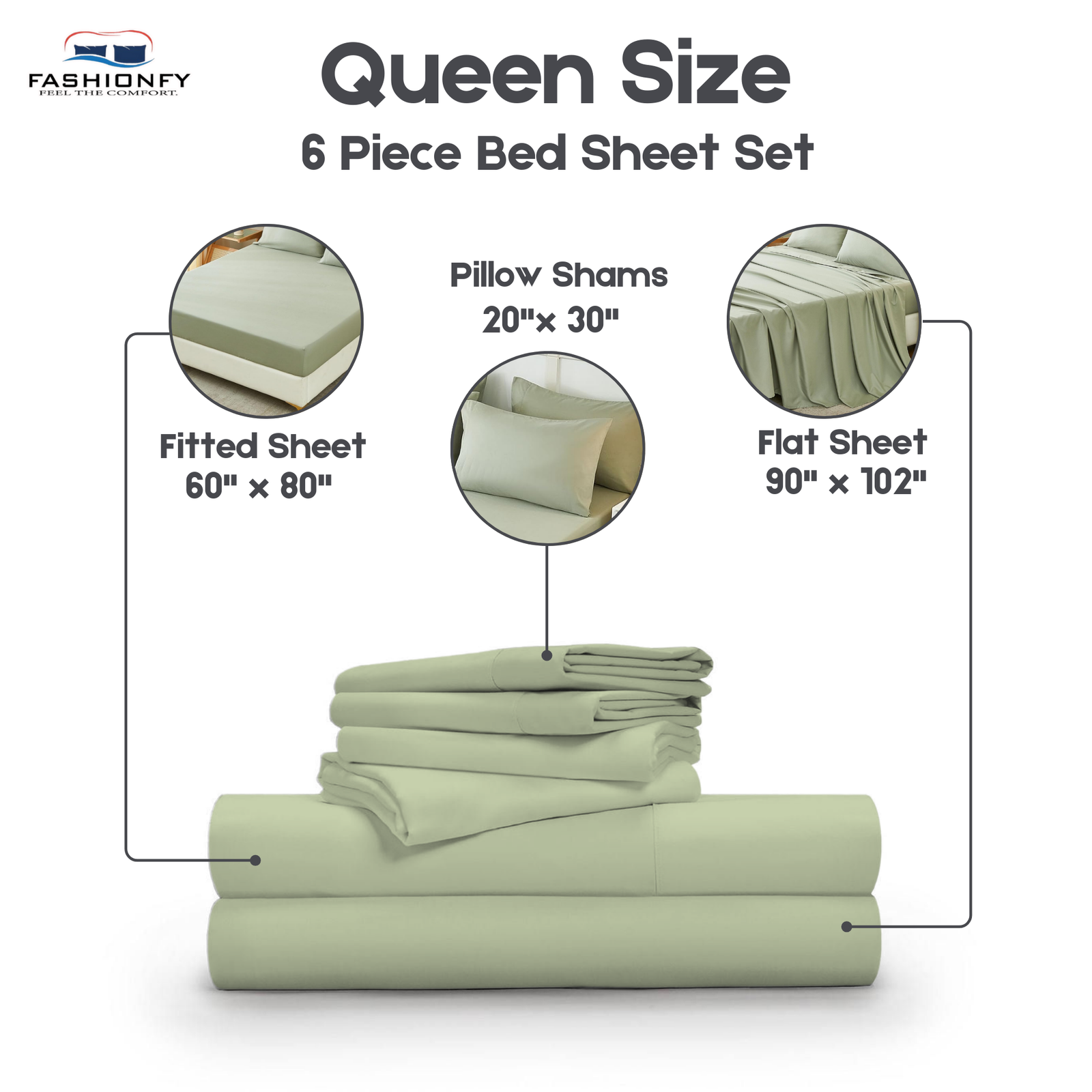 Premium Quality 6 Piece Bed Sheet Set for Bedrooms & Dorm Decor - Image 42