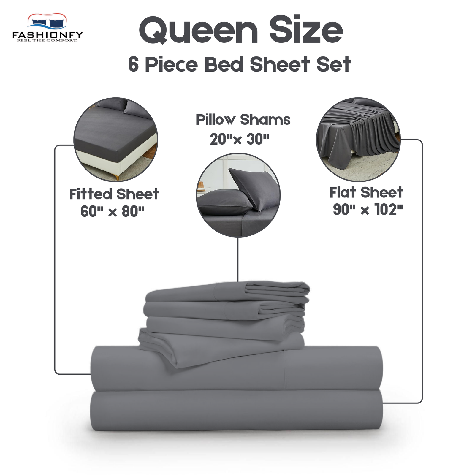 Premium Quality 6 Piece Bed Sheet Set for Bedrooms & Dorm Decor - Image 36