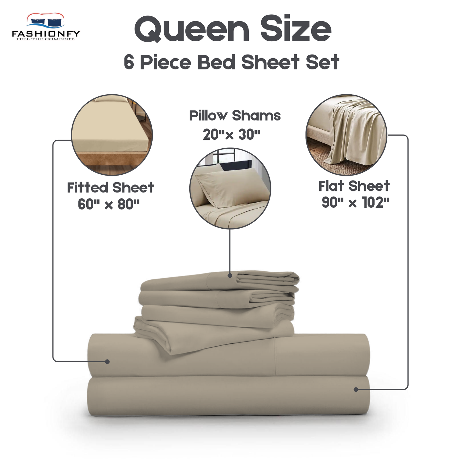 Premium Quality 6 Piece Bed Sheet Set for Bedrooms & Dorm Decor - Image 32