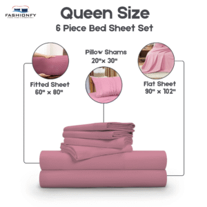 Premium Quality 6 Piece Bed Sheet Set for Bedrooms & Dorm Decor - Image 40