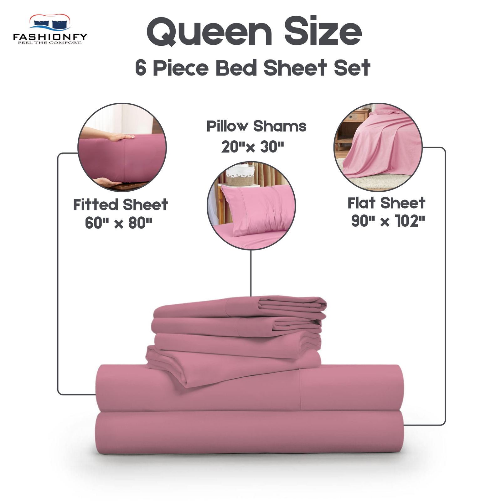 Premium Quality 6 Piece Bed Sheet Set for Bedrooms & Dorm Decor - Image 40