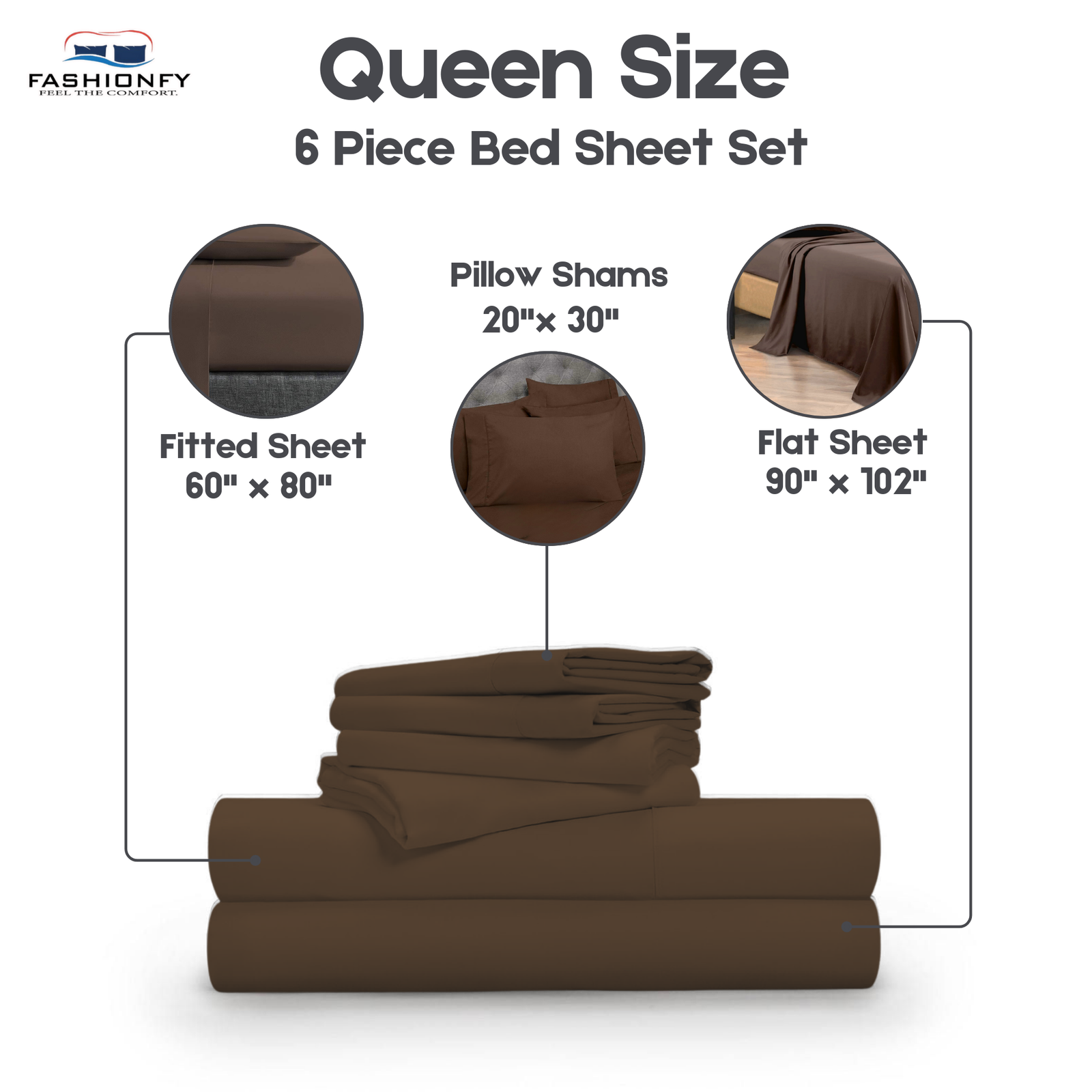 Premium Quality 6 Piece Bed Sheet Set for Bedrooms & Dorm Decor - Image 34