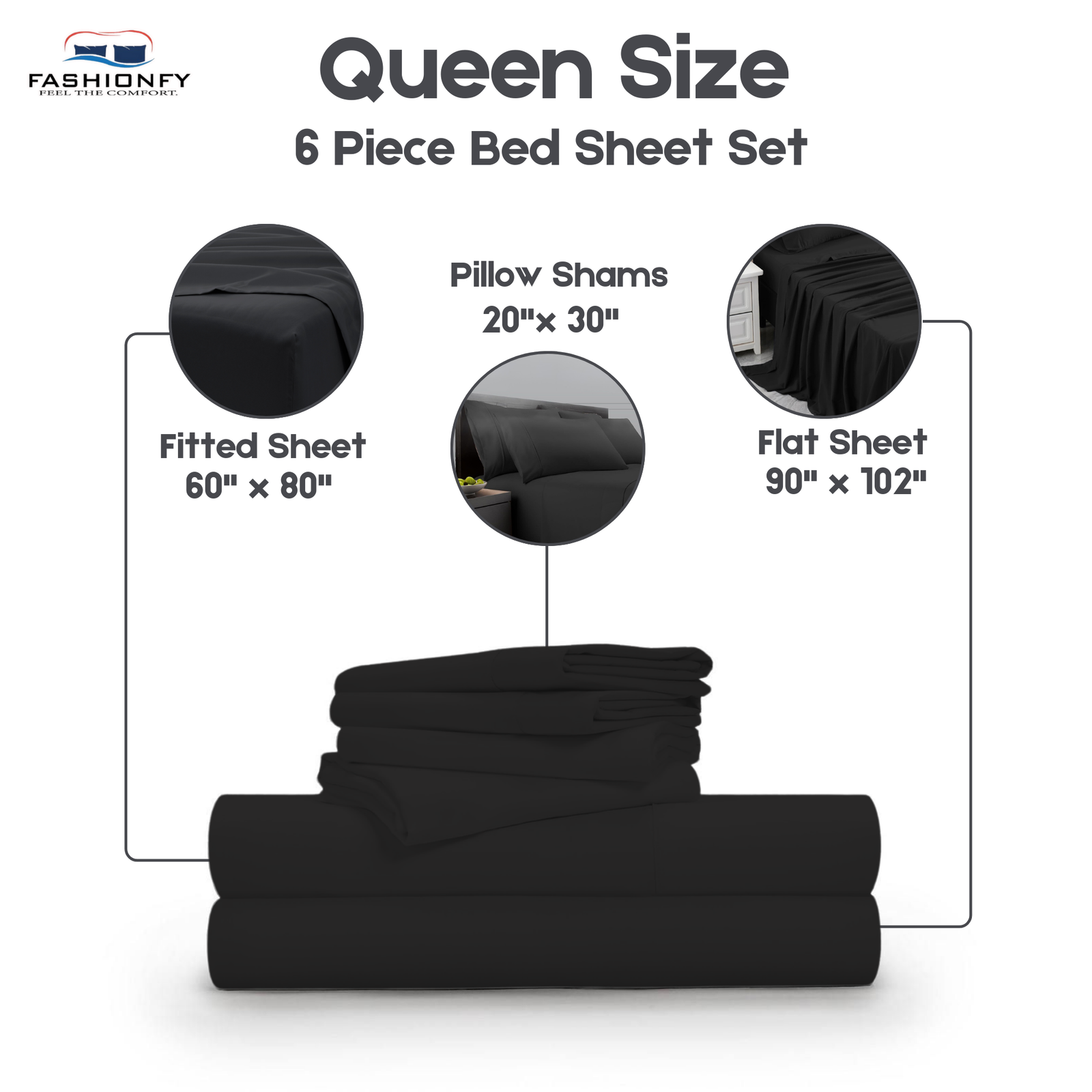 Premium Quality 6 Piece Bed Sheet Set for Bedrooms & Dorm Decor - Image 33