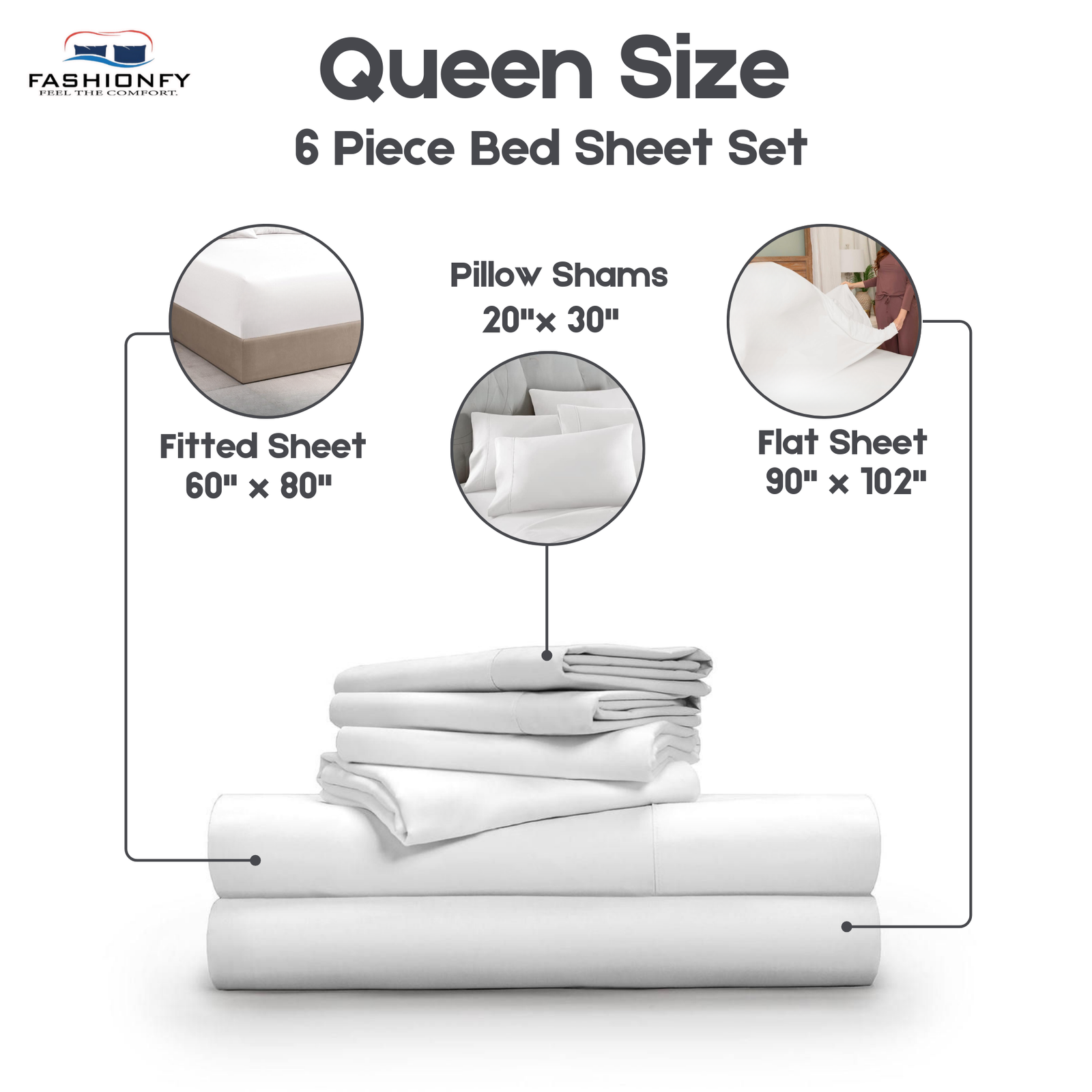 Premium Quality 6 Piece Bed Sheet Set for Bedrooms & Dorm Decor - Image 43