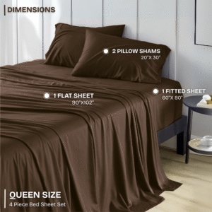 FASHIONFY Luxury 4 Piece Bed Sheet Set with 1 Flat Sheet, 1 Fitted Sheet & 2 Pillowcases - Image 34