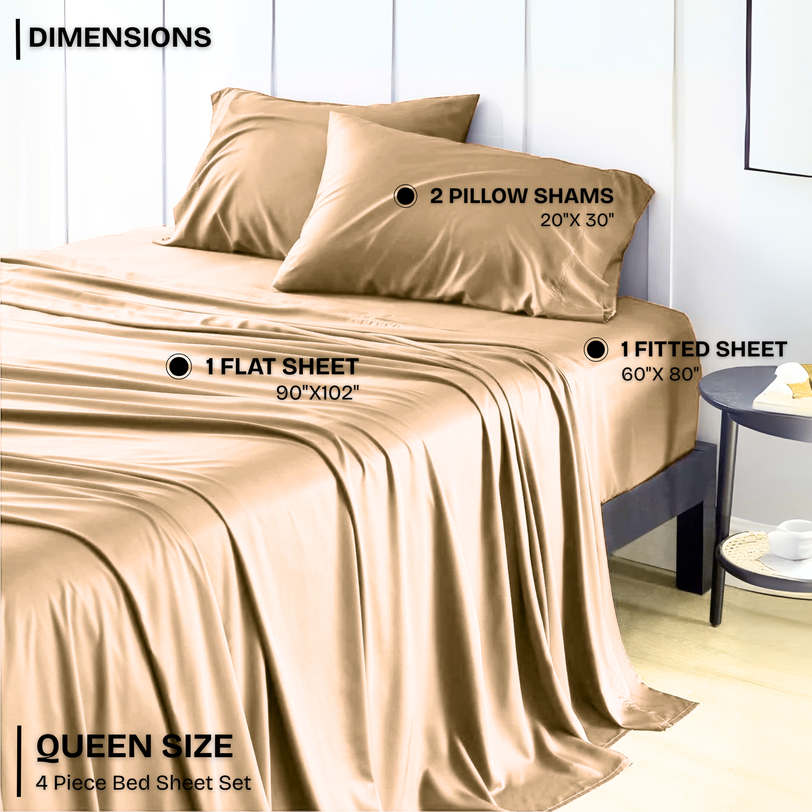 FASHIONFY Luxury 4 Piece Bed Sheet Set with 1 Flat Sheet, 1 Fitted Sheet & 2 Pillowcases - Image 32