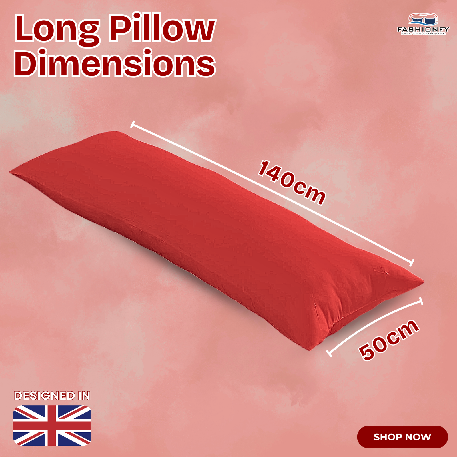 FASHIONFY® Long Pillow for Sleeping, Soft Side Sleeper Pillow with Breathable Polyester Filling - Image 32
