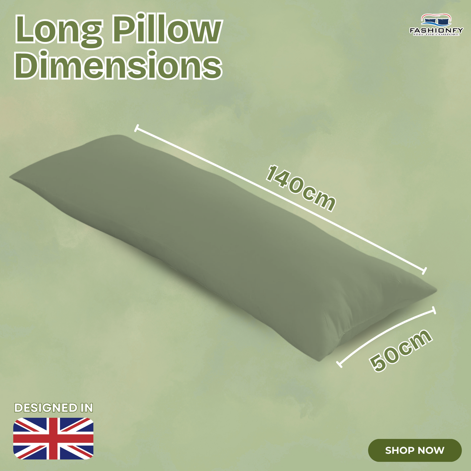 FASHIONFY® Long Pillow for Sleeping, Soft Side Sleeper Pillow with Breathable Polyester Filling - Image 33