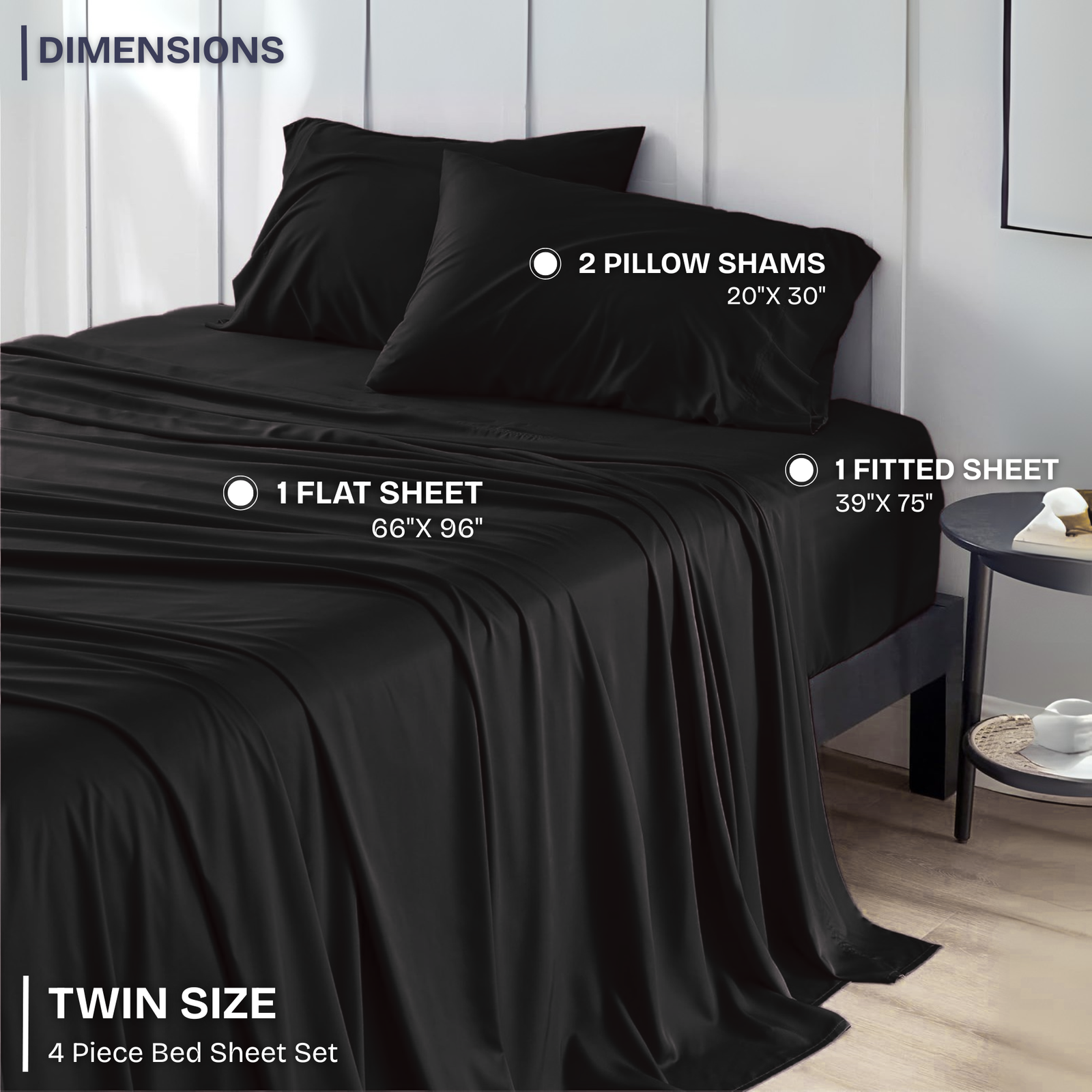 FASHIONFY Luxury 4 Piece Bed Sheet Set with 1 Flat Sheet, 1 Fitted Sheet & 2 Pillowcases - Image 9