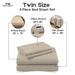 Premium Quality 6 Piece Bed Sheet Set for Bedrooms & Dorm Decor - Image 8