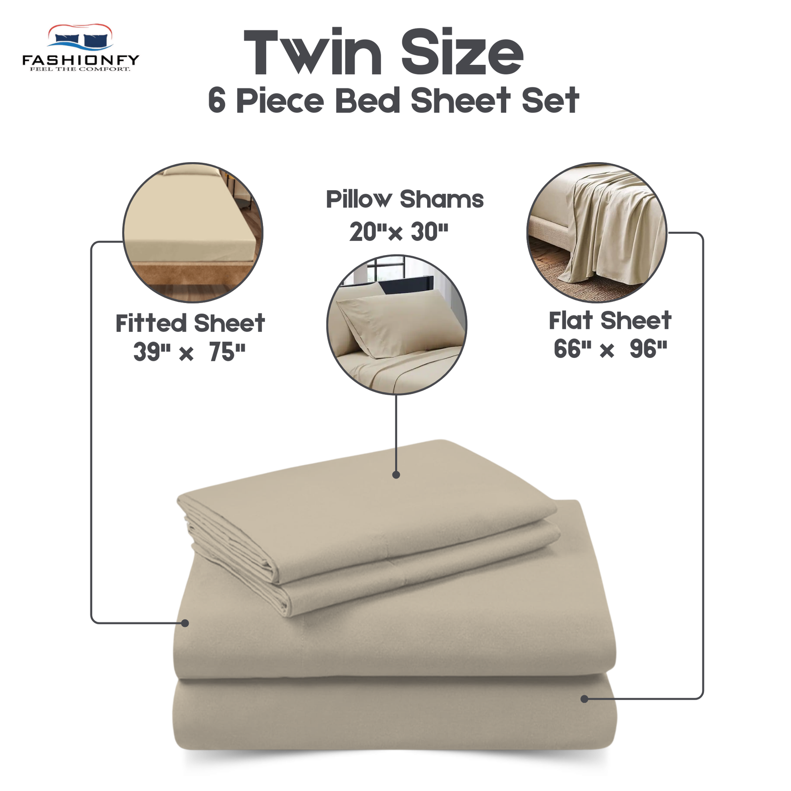 Premium Quality 6 Piece Bed Sheet Set for Bedrooms & Dorm Decor - Image 8