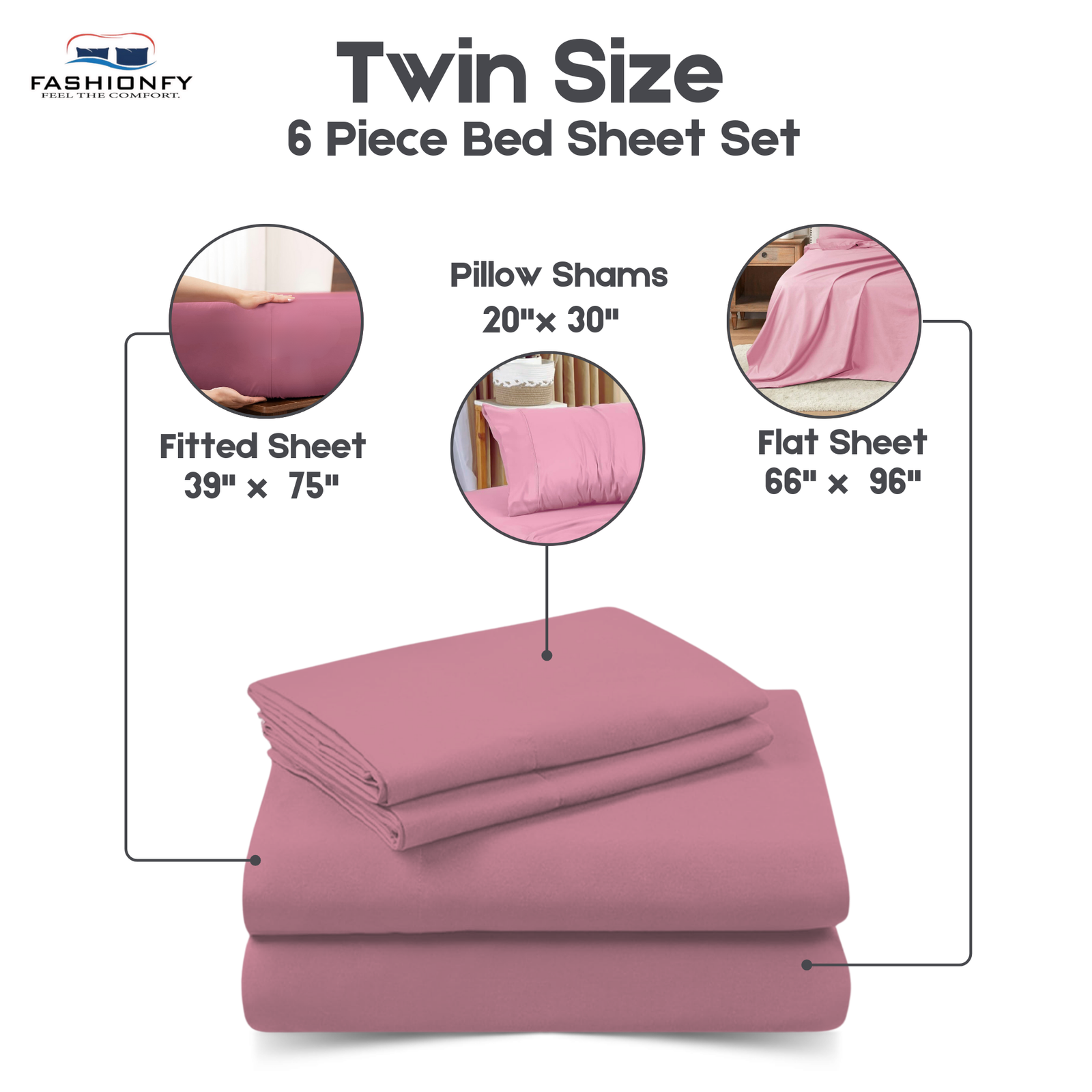 Premium Quality 6 Piece Bed Sheet Set for Bedrooms & Dorm Decor - Image 16