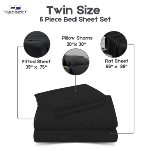 Premium Quality 6 Piece Bed Sheet Set for Bedrooms & Dorm Decor - Image 9