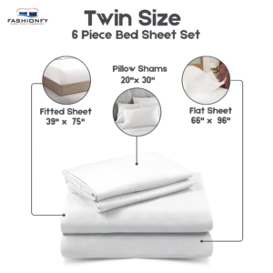 Premium Quality 6 Piece Bed Sheet Set for Bedrooms & Dorm Decor - Image 19