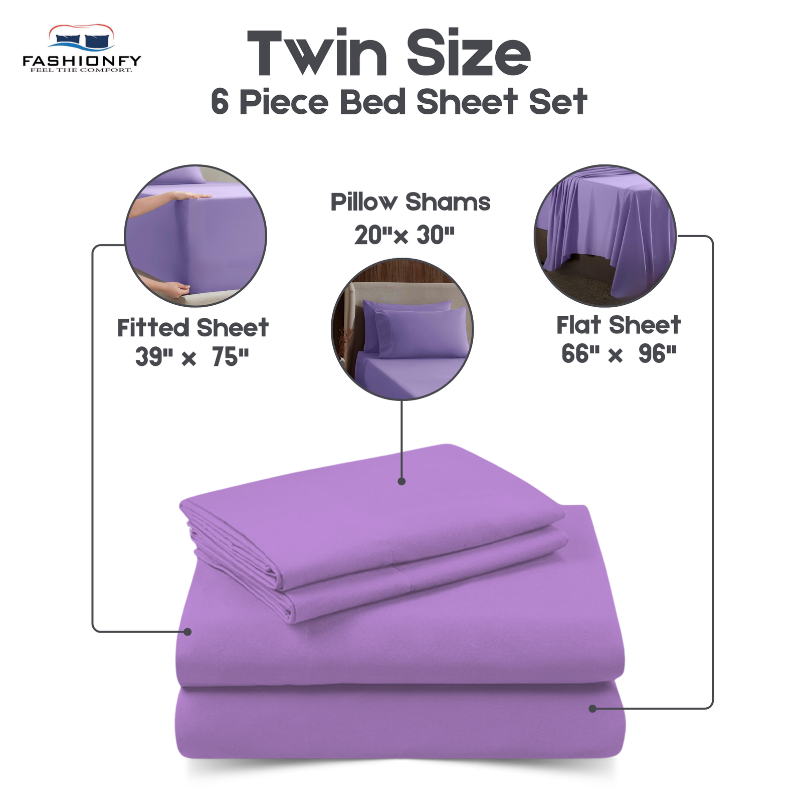 Premium Quality 6 Piece Bed Sheet Set for Bedrooms & Dorm Decor - Image 13