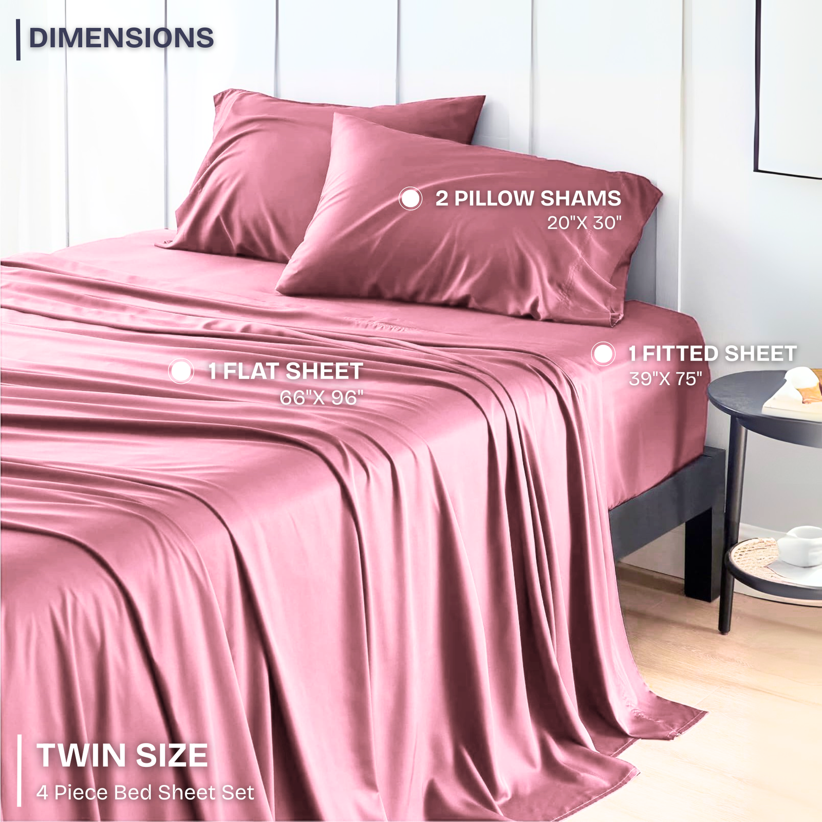 FASHIONFY Luxury 4 Piece Bed Sheet Set with 1 Flat Sheet, 1 Fitted Sheet & 2 Pillowcases - Image 16