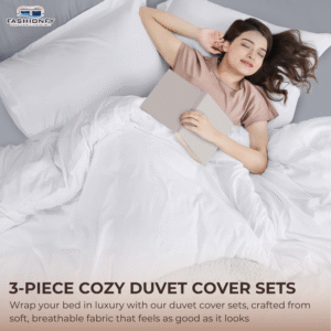 3 Piece Duvet Cover Set – 100% Breathable Cotton Bedding with Pillow Shams, Premium Hotel Quality Comforter Cover, Elegant Design for Bedroom & Home Décor - Image 2