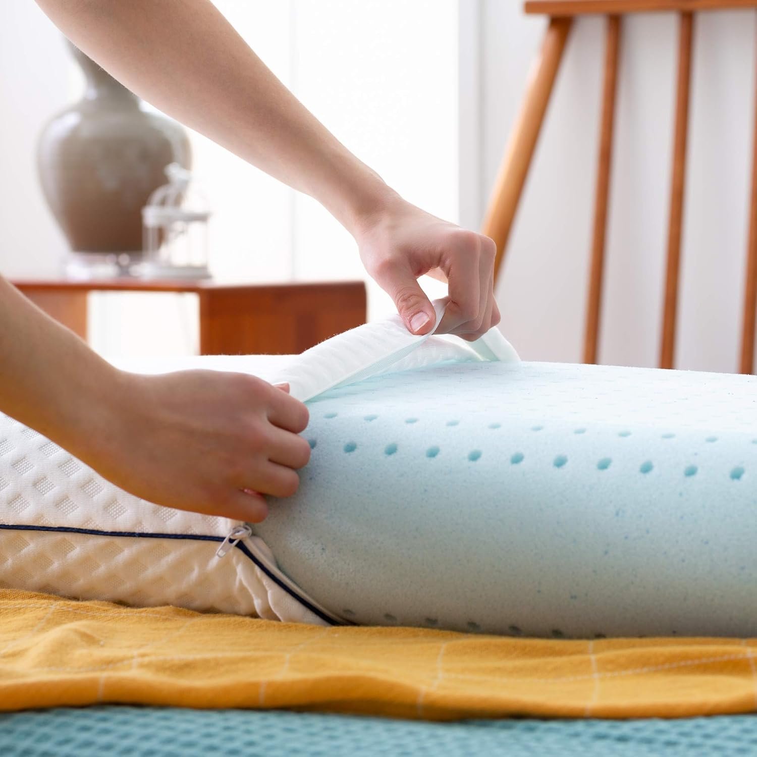 LINENSPA Memory Foam Pillow – Ventilated Gel Pillows Queen size – Memory Foam Pillows for Neck Support – Great for Side, Back, and Stomach Sleepers – Queen Size Pillows - Image 3