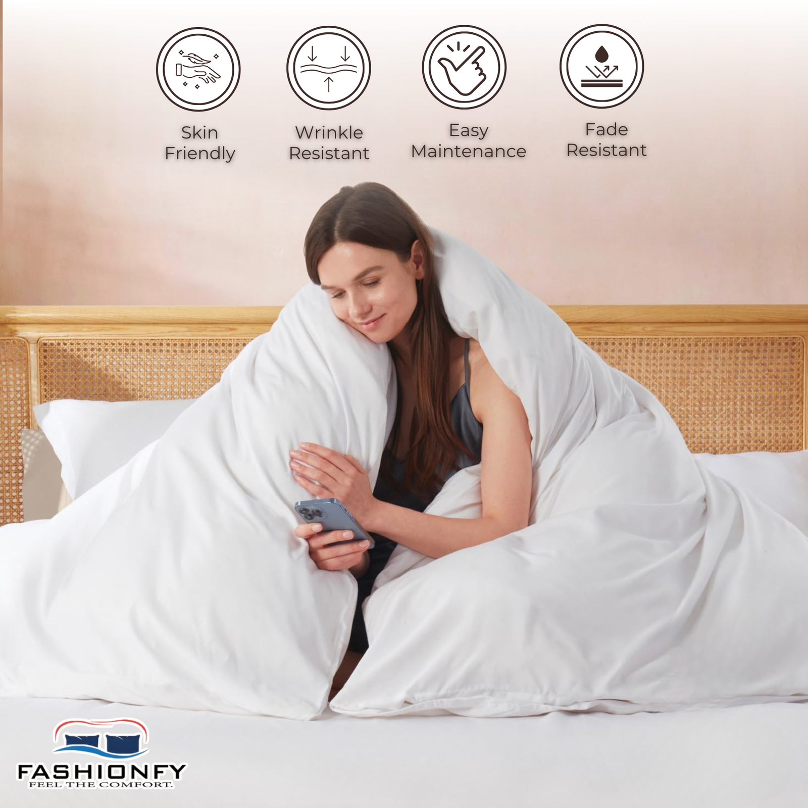 3 Piece Duvet Cover Set – 100% Breathable Cotton Bedding with Pillow Shams, Premium Hotel Quality Comforter Cover, Elegant Design for Bedroom & Home Décor - Image 3