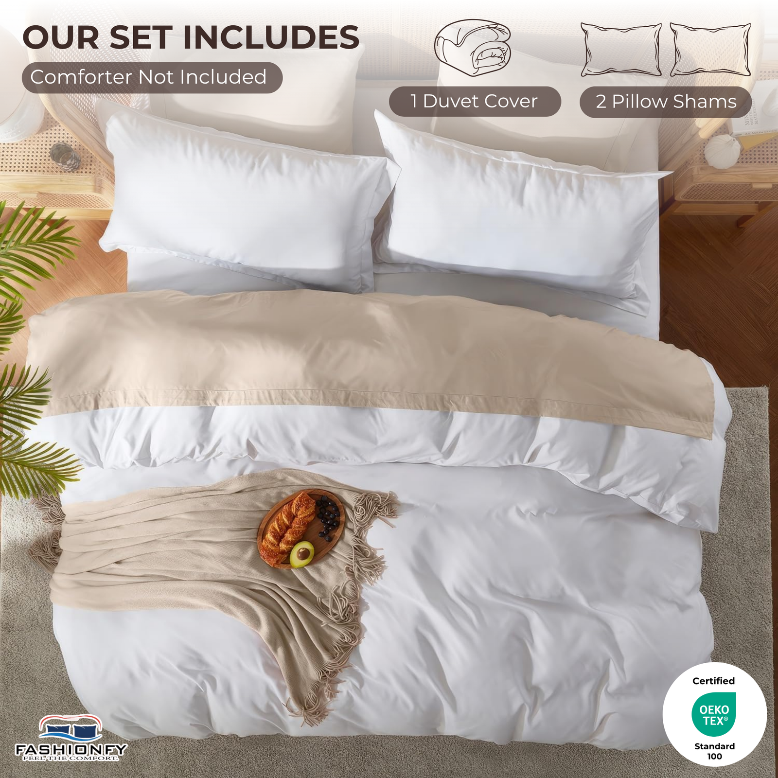 3 Piece Duvet Cover Set – 100% Breathable Cotton Bedding with Pillow Shams, Premium Hotel Quality Comforter Cover, Elegant Design for Bedroom & Home Décor - Image 4